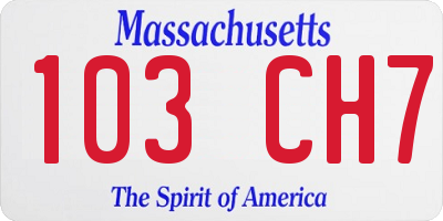 MA license plate 103CH7