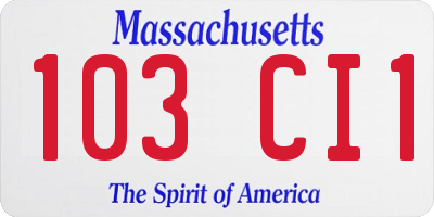 MA license plate 103CI1