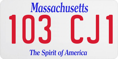 MA license plate 103CJ1