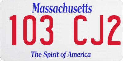 MA license plate 103CJ2