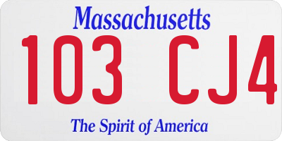 MA license plate 103CJ4