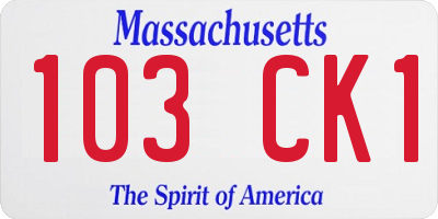 MA license plate 103CK1