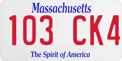 MA license plate 103CK4