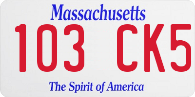 MA license plate 103CK5