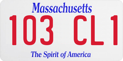 MA license plate 103CL1