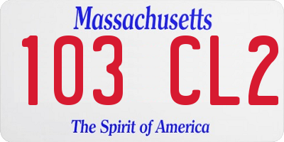 MA license plate 103CL2