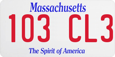 MA license plate 103CL3