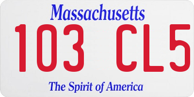 MA license plate 103CL5