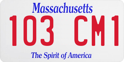 MA license plate 103CM1