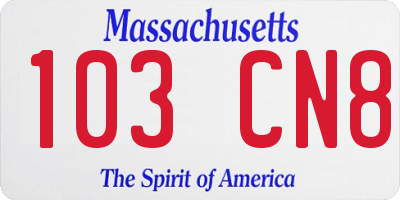MA license plate 103CN8