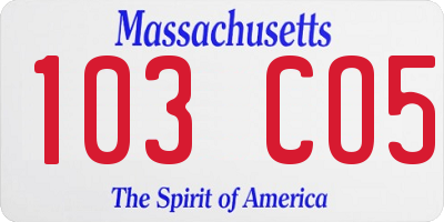 MA license plate 103CO5