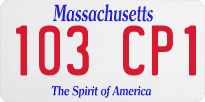 MA license plate 103CP1