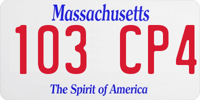 MA license plate 103CP4
