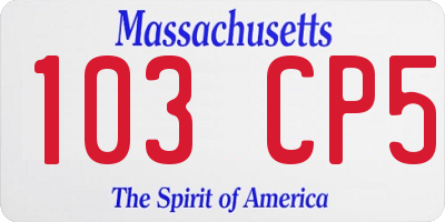 MA license plate 103CP5
