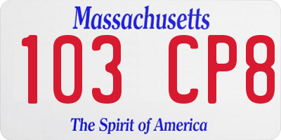 MA license plate 103CP8