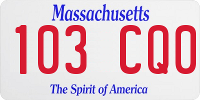 MA license plate 103CQ0
