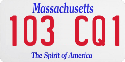 MA license plate 103CQ1