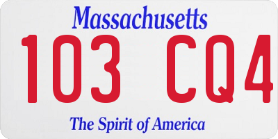 MA license plate 103CQ4