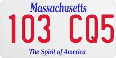 MA license plate 103CQ5