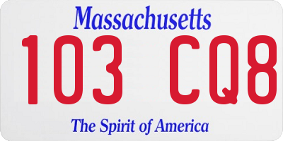MA license plate 103CQ8