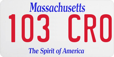 MA license plate 103CR0
