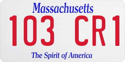 MA license plate 103CR1