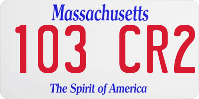MA license plate 103CR2