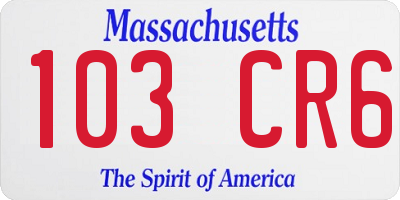 MA license plate 103CR6