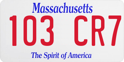 MA license plate 103CR7