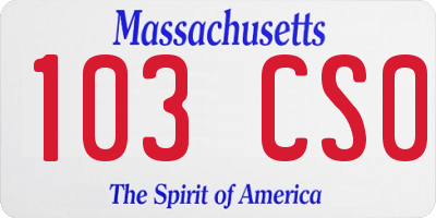 MA license plate 103CS0