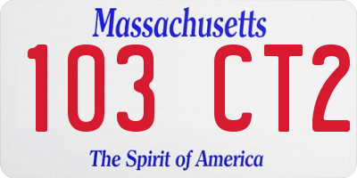 MA license plate 103CT2