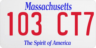 MA license plate 103CT7