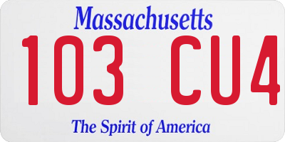 MA license plate 103CU4