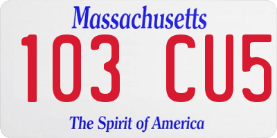 MA license plate 103CU5