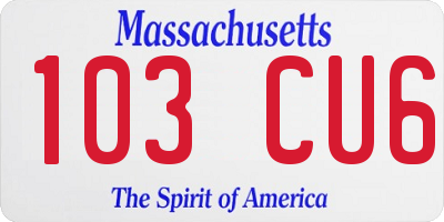MA license plate 103CU6