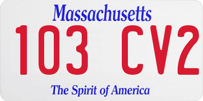 MA license plate 103CV2