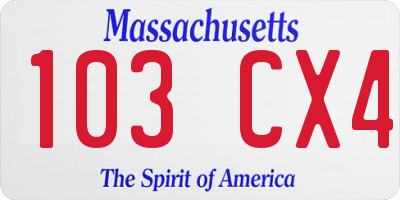 MA license plate 103CX4