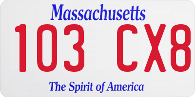 MA license plate 103CX8