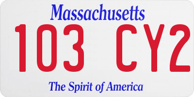 MA license plate 103CY2