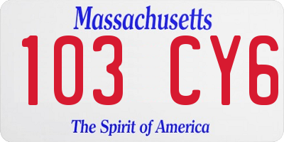 MA license plate 103CY6