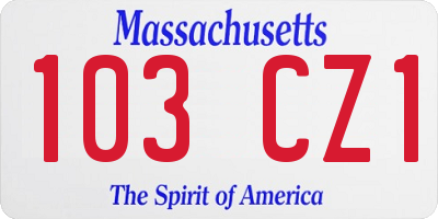 MA license plate 103CZ1