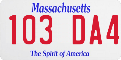 MA license plate 103DA4