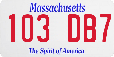 MA license plate 103DB7