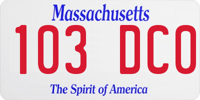 MA license plate 103DC0