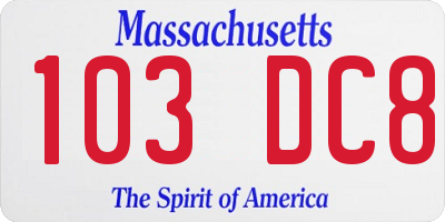 MA license plate 103DC8