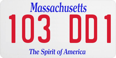 MA license plate 103DD1