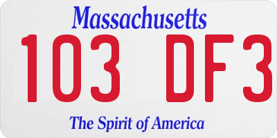 MA license plate 103DF3