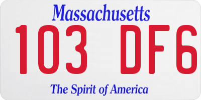 MA license plate 103DF6