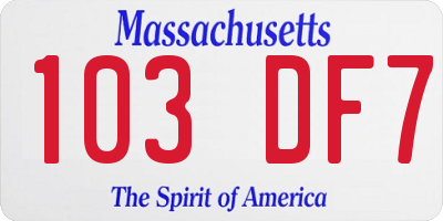 MA license plate 103DF7