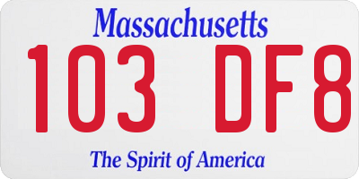 MA license plate 103DF8